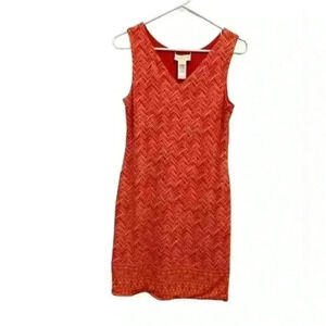 Magnolia‎ Grace S Orange Sleeveless Tunic Dress Stretch Geometric